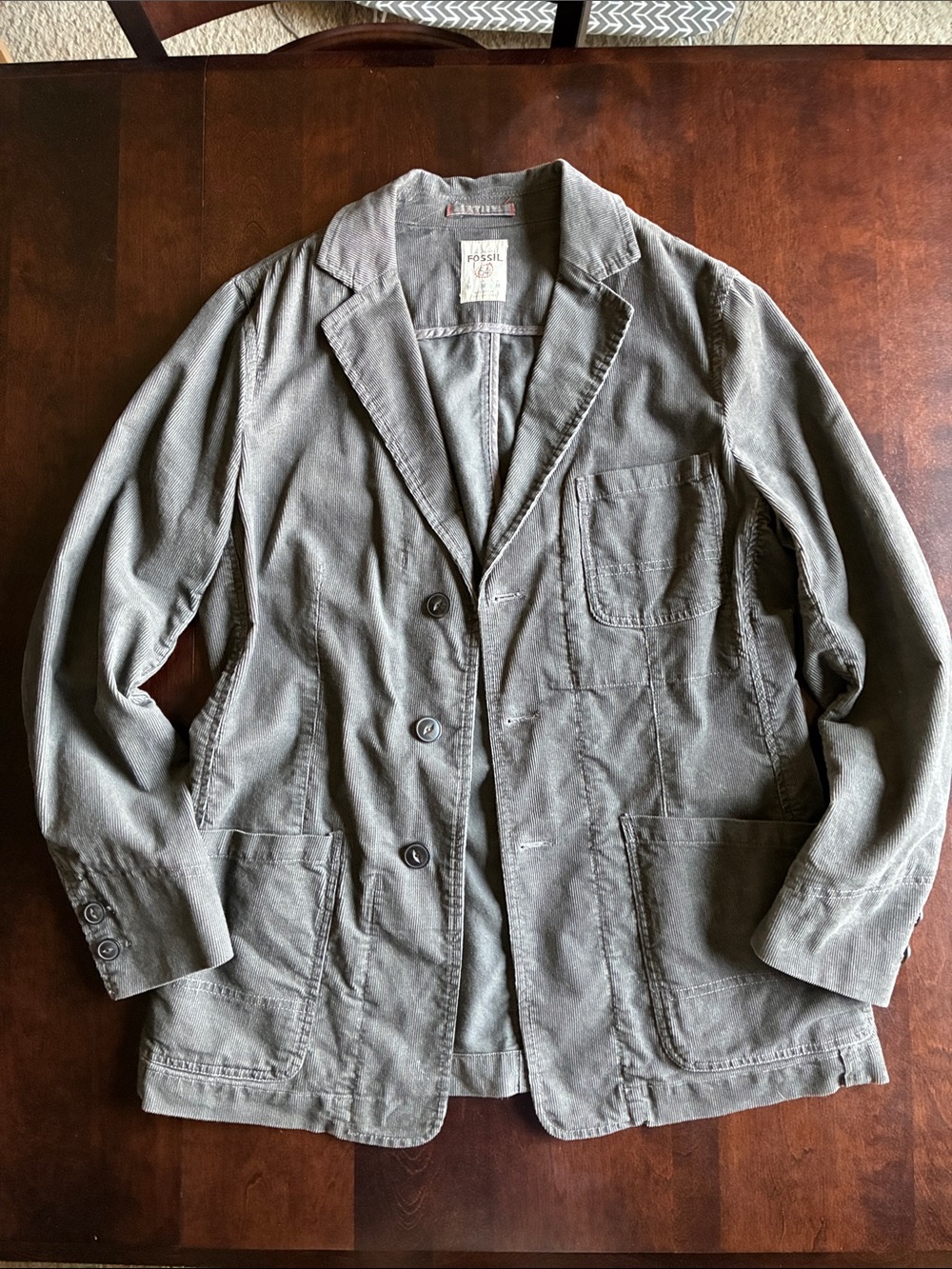 Fossil Men's Light Gray Casual Chore Jacket